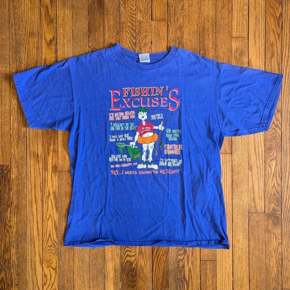 Vintage 90's Fishing Excuses Humor Dad Joke T-shirt